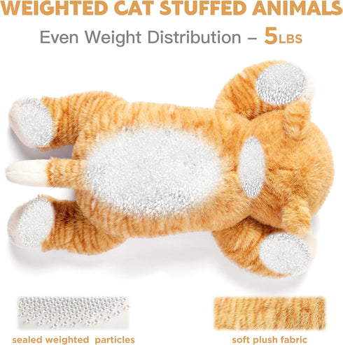 5 lbs Toys,24 inches IKASA Weighted Stuffed Animal Orange Tabby Cat Plush Toy,Giant Large Big Jumbo Soft Kitten Huge