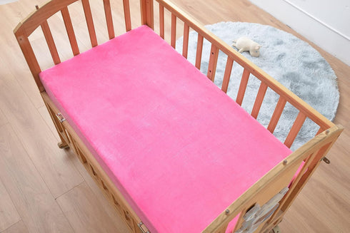 Southwest Canyon Cozy 28 52 Inch Fleece Soft and Warm Microplush Fitted Crib Sheets with Moon and Stars - Pink/White, x