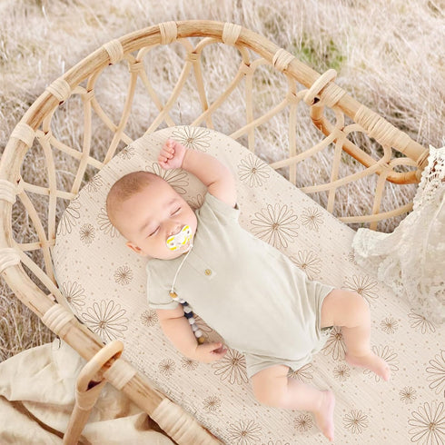 lulumoon Muslin Bassinet Sheets Baby: Cotton Bassinet Sheets Fitted for Boys and Girls - Bassinet Mattress Sheets