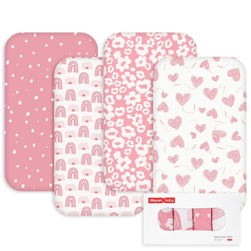 Gllquen Baby Bedside Sleeper Sheets 33x20 Inch 4 Pack - Fitted Crib