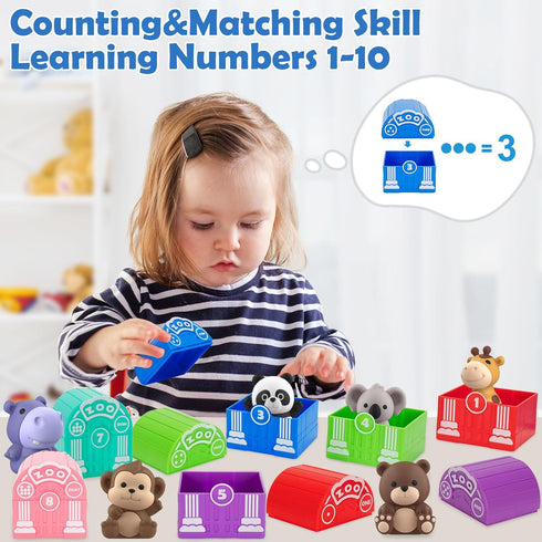 Learning Toys for 1,2,3 Year Old Toddlers, 20Pcs Safari Animals Toys for Montessori Counting & Matching Games