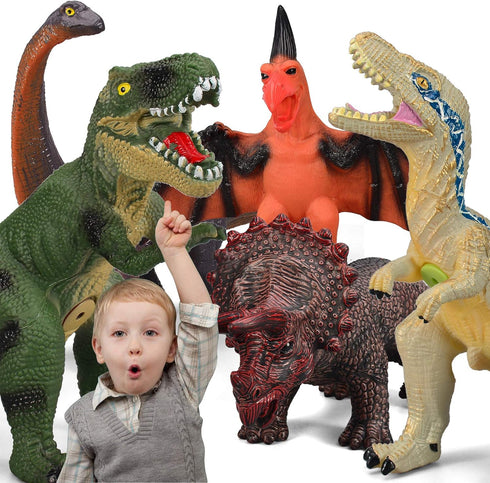 Jumbo Dinosaur Toys 6 Piece Set for Kids and Toddlers, Large Soft Dinosaur Toys for Ages 3-5, Perfect Birthday Gifts