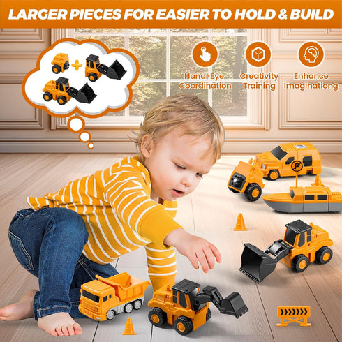 3-5 4-8 35 Magnetic Transform Engineering Car Assembled Toys with Storage Box, Robot Magnetic Blocks Toy, Construction