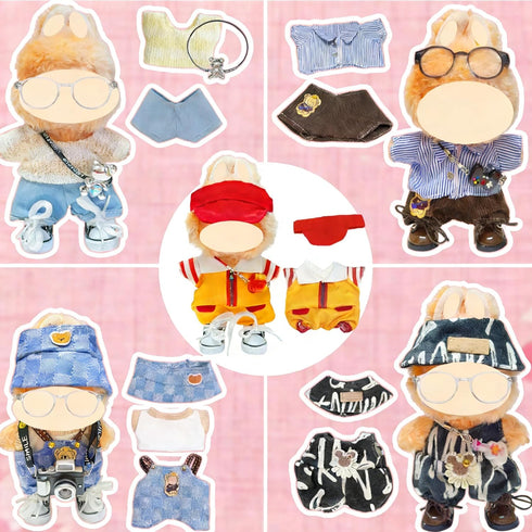 Gtsrlp 5-Set 5 5 Cool Boy Clothes Bundle for Doll, Includes Mini Hangs, Large Clear Display Bag with Strap Keychain