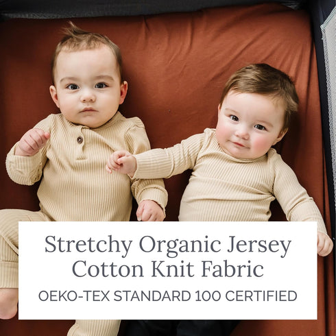 Natemia Fitted Pack and Play Sheet, 100% Organic Cotton for Standard Size Playard, Ultra Soft Jersey Knit