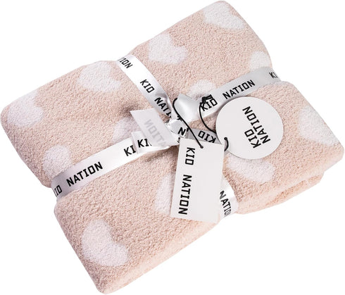 Kid Nation Super Soft Baby Blanket, Heart Light Pink, 30 x 40 inch