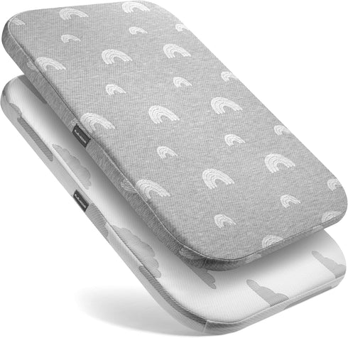 BaeBae Goods Baby Bassinet Mattress Topper, Waterproof Replacement Pad with Removable & Washable Mattress