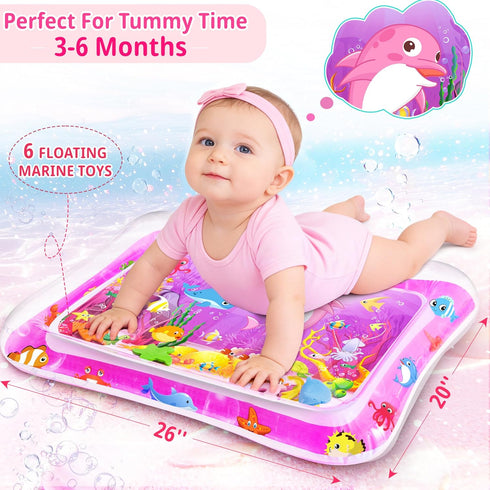 Tummy 0, 3, 6, 9, 12 Yeeeasy Time Water Mat for Girl, Baby Girl Toys for Months, Baby Girl Gifts, Develop Sensory Toys