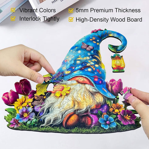 300 15*14.5in Wooden Puzzle for Adults, Dreamy Gnome Wooden Jigsaw Puzzle Piece, Unique Shape Wooden Puzzles Adults