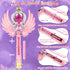 Light Up Snowflake Wand - Spinning LEDs and Sound Magic Princess Toy for Kids, Birthday Cosplay Party Favors, Pink