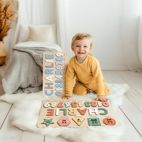 Wood Name Puzzle, Kid Gifts, Toddlers Name Puzzle, Baby Boy and Girl Gift, Toddler Gifts, Birthday Gift, Toddler Toy