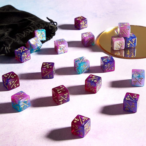 Sumind 24 Pieces MTG Dice Counters - Glitter D6 Dice Cube Loyalty Counter Dice for Card Gaming Accessory