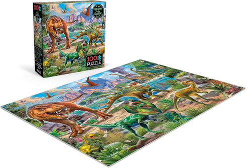 Ceaco 100 Piece Jigsaw Puzzle, Glow in The Dark, Dinoland