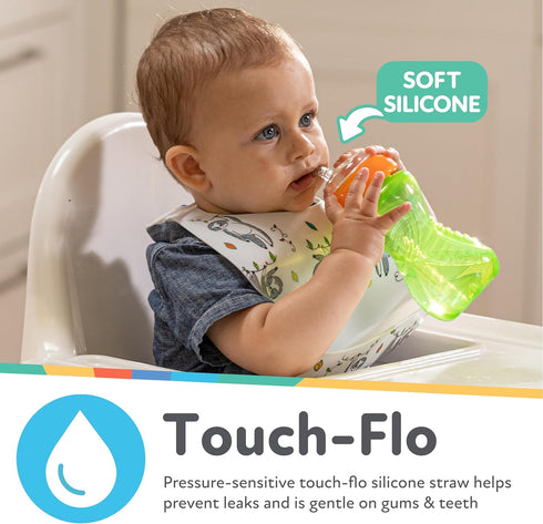 Nuby No-Spill Sippy Cup with Flex Straw for Boys, 10-Ounce Bottles, 3-Pack