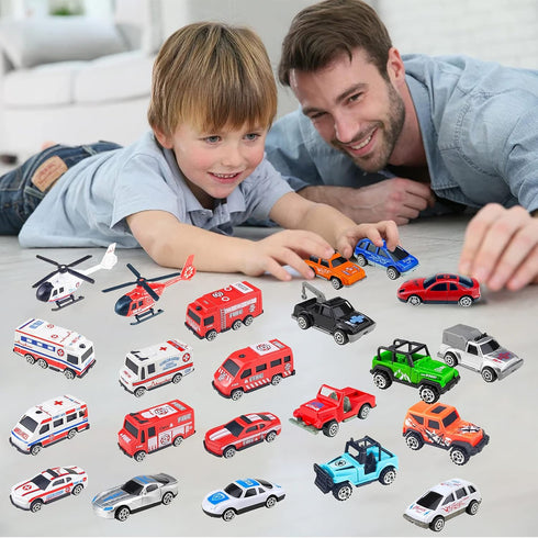 Push Cars | Mini Cars | 24 Pack Toy Cars for Toddlers 1-3 Year Old Boys and Girls, Small Vehicles Play Set