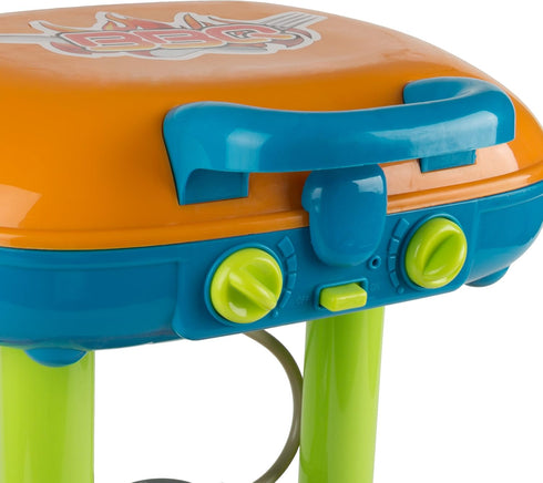 BBQ Grill Toy Set - Interactive Play Kitchen Set with Lights, Sounds, Wheels, Toy Food, and Cooking Accessories