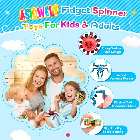 Adults,6 Transformable Fidget Spinner Toys for Kids and Pcs Sensory Toy for Boys Girl ADHD Stress Relief Toys,Fingertip