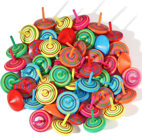 Aoriher Wood Spinning Tops for Kids, Colorful Wooden Gyroscopes Toy, Educational Kindergarten