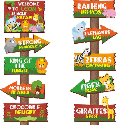20 Pieces Safari Jungle Party Sign - Animal Signs Decorations for Kids Birthday, Welcome Signage