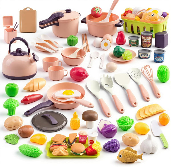 118Pcs Mini Play Kitchen Accessories for Kids, Pretend Cooking Playset with Cookware,