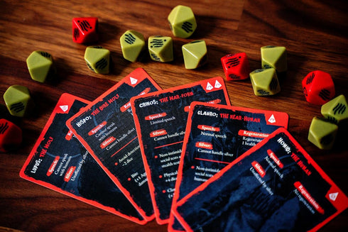 Werewolf: The Apocalypse 5th Edition Roleplaying Game Dice & Form Card Set - RPG Accessory, 17 Dice & 5 Cards