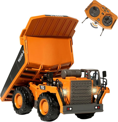 OrgaNatureQueen RC Dump Truck with Lights and Sound, 9-Channel Remote Control Construction Vehicles