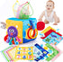 hahaland Baby Tissue Box Toy - Montessori Toys for 6-12 Months, Textured Tails, Cloth Tissues, Crinkle, Squeaky Sounds,