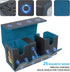 AFIING MTG Commander Card Storage Box, Fits 200 Double Sleeved Cards, 3-in-1 Card Deck Case, Black/Cyan