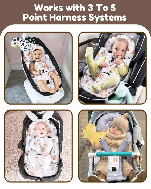 3 2-in-1 BOMOLOUR Infant Insert, Enlarged Head Support for Baby, Reversible Newborn Insert with Strap Covers, Baby