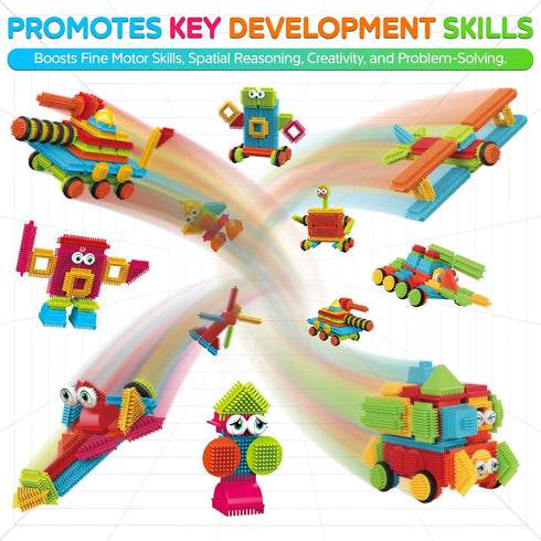 244 3D 3-8 Contixo pcs Bristle Shape STEM Building Toys, Construction Learning Stacking Educational Block, Creativity