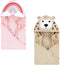 Hudson Baby Unisex Baby Cotton Animal Face Hooded Towel Bundle Set, Rainbow