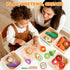 Set, 3 4 5 6 7 WOODMAM Wooden Play Food for Toddlers, Color Food Groups, Fruit & Veggies Cutting Pretend Play Food