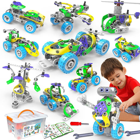 10 in 1 Electric STEM Toys for Boys & Girls Age 4-8, Birthday Gifts, Educational Building Toys for Kids