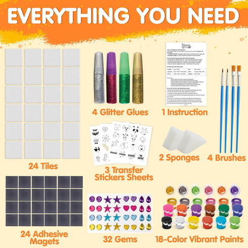 24 JOYIN Magnetic Mini Tiles Art Kit, Creativity DIY Paint, Arts and Crafts for Kids, DIY Supplies for Party Favors