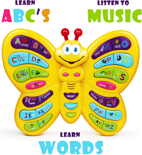 Preschool ABC Learning Toy, Interactive Educational Butterfly Toy for Toddlers, Animal Sounds