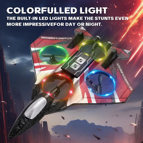 Adults,360 6+ Remote Control Airplane Drone with Light for Kids Flip Fighter Jet Helicopter Toys,Stunt Roll Planes