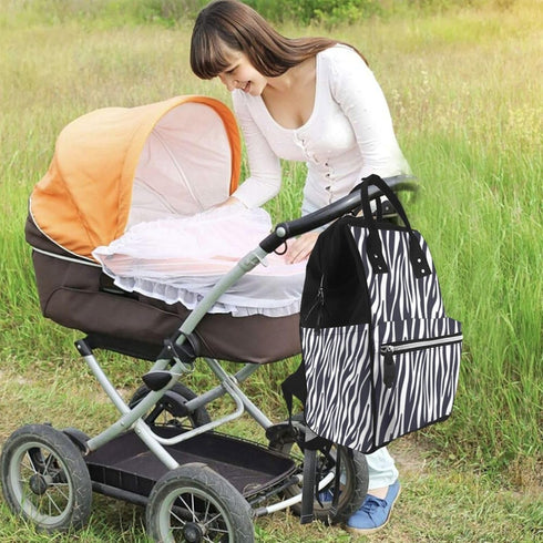 TZTTZT Backpack, Mommy Black white Zebra print Diaper Bag Toddler Baby Girl Boy Diaper Bag for Mom Dad, Bags Travel