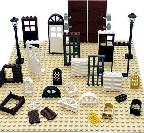 Building Bricks Kit, Glasses, Windows and Doors Set Accessories for Kids, Compatible with Major Brands