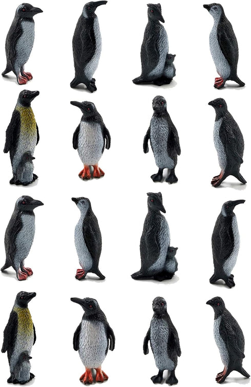 16Pcs Plastic Penguin Figurines - Cute Ocean Animal Penguin Figure Model Toys for Kids, Realistic & Detailed