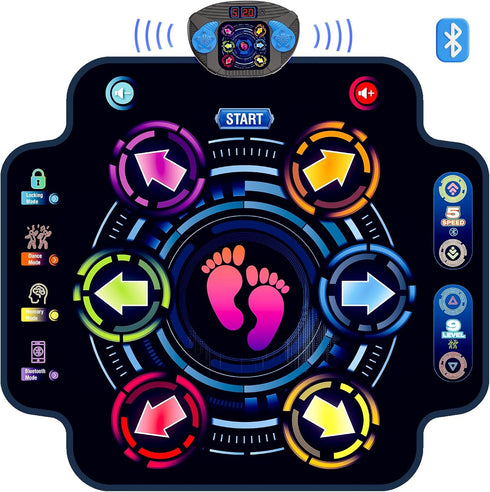 5 9 3 4 5 6 7 8 9 10+ KIZJORYA Dance Mat, Kids Electronic Dance Pad with Speeds Levels, Music Toys Birthday & Xmas