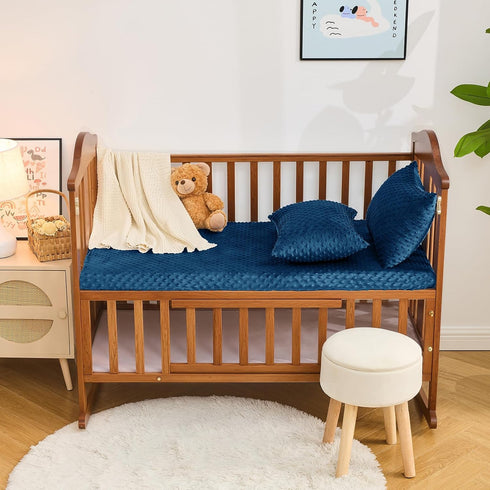 2 Pack, 28 52 Inch Entisn Baby Crib Sheets x Minky Dot Fitted Crib Mattress Sheet for Boys, Soft and Warm Fleece