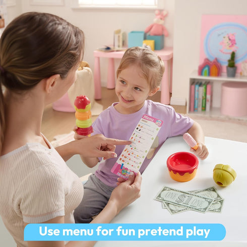 lalalark 3+ Ice Cream Color Changing Play Food Pretend Toy for Role Play, Play Kitchen Accessories, Preschool Birthday