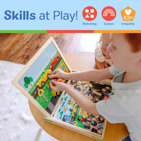 Melissa & Doug Wooden Magnetic Matching Picture Game - 119 Magnets and Scene Cards for Interactive Play