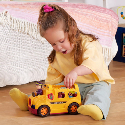 B. toys – Interactive Yellow School Bus, 5 Toy Figures with Lights and Sounds for Toddlers 18 Months+
