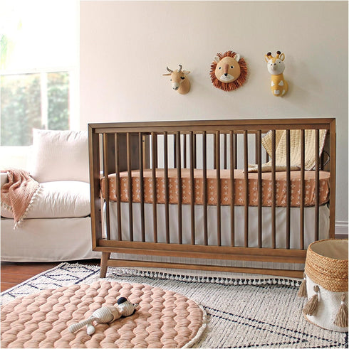 Crane Baby Soft Cotton Fitted Crib Mattress Sheet, Copper Dash, 28”w x 52”h x 9”d for Cribs and Toddler Beds