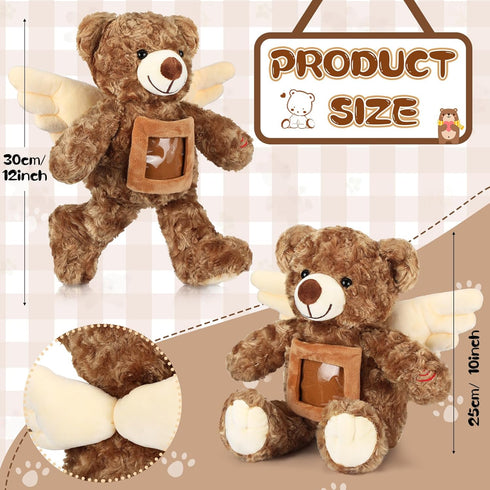 Leyndo Angel Remembrance Bear Plush Stuffed Animal with Recorder, 12 Inch Voice Recording Doll and Picture Frame