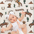 Besaomeom 4 Pack Set 28 52 Western Cowboy Crib Sheet for Boys or Girls, Neutral Soft Breathable Fitted Crib Sheet