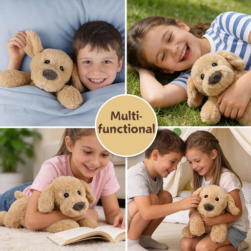Dog Stuffed Animals, Microwavable Stuffed Animal Adorable Fluffy Puppy Plush for Warmth, Heatable Coolable Lavender