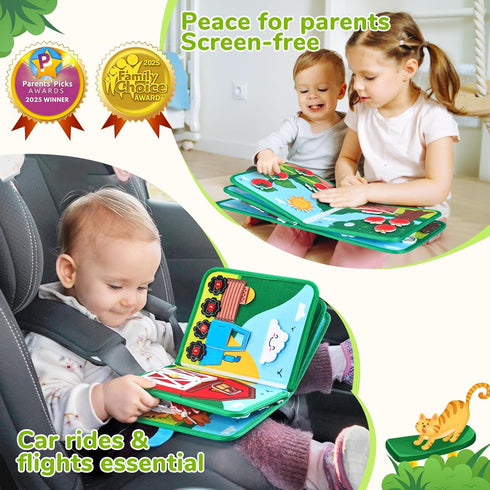 13 15 JoyCat Farm Busy Book for Toddlers Quiet Montessori Activity Book with Daily Life Activities, Screen-Free Travel