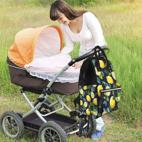 DWVTSLH Backpack Mummy Backpack Lemon fruit Diaper Bag Multifunction Nappy Bags Waterproof Large Capacity Travel